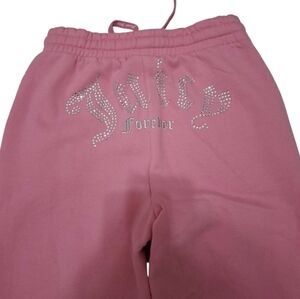 Juicy Couture x Forever 21 Jogger Pants Bubble Gum Pink Embellished Rhinestones
